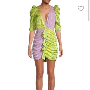 For Love & Lemons Dubois Mixed-Print Ruched Mini Dress-Freedom Floral